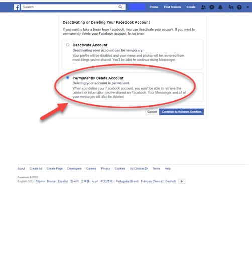 Facebook'u Kalıcı Olarak Sil