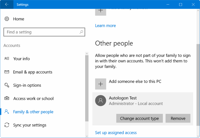Windows 10 pic01'de yönetici hesabını sil