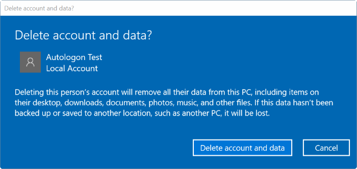 Windows 10 pic2'de yönetici hesabını sil