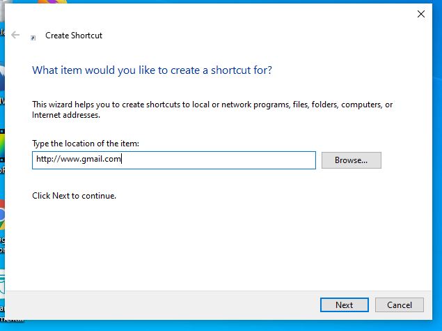 Windows 10 Gmail Kısayol Oluşturma
