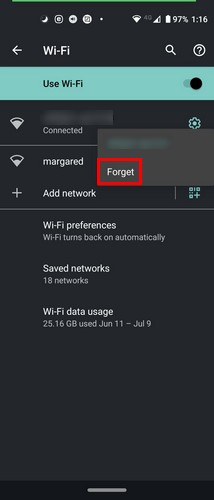 How to erase wifi network Android