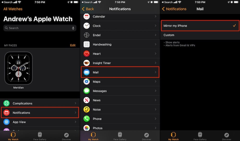 İPhone'dan Watch'a Posta Bildirimlerini Yansıtın