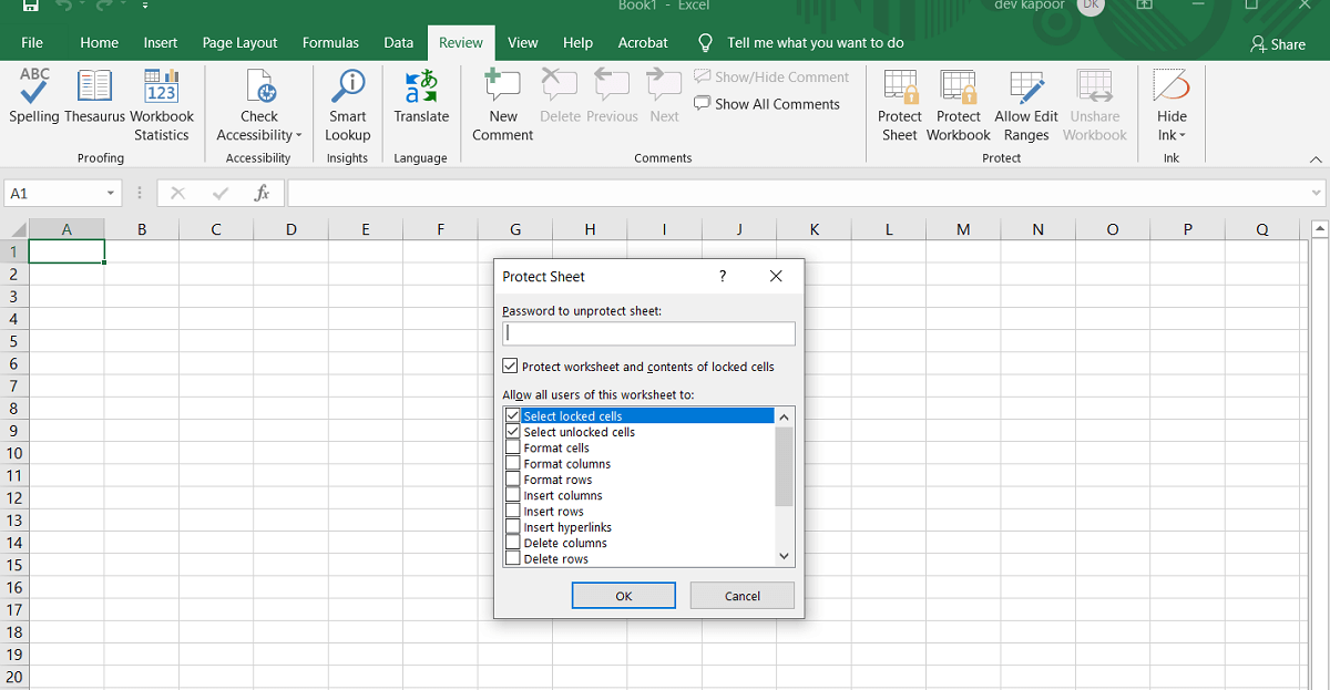 Excel'de Hücreleri Kilitleme veya Kilidini Açma