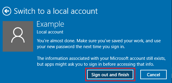 Microsoft Hesabını Yerel hesaba çevirme